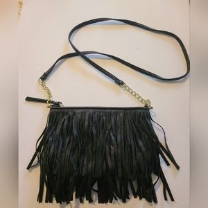 Black Fringed Cross Body Unbranded Gold Chain